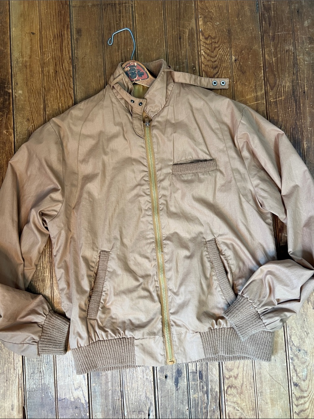 Vintage 80’s Men's Lightweight Bomber Jacket in Tan size small